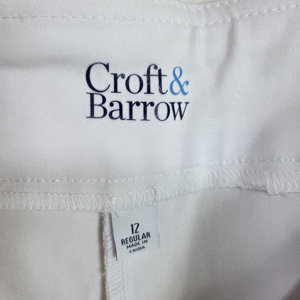Croft & Barrow Capri Pants Womens 12 White Twill Pull On Stretch Pockets - Picture 3 of 6